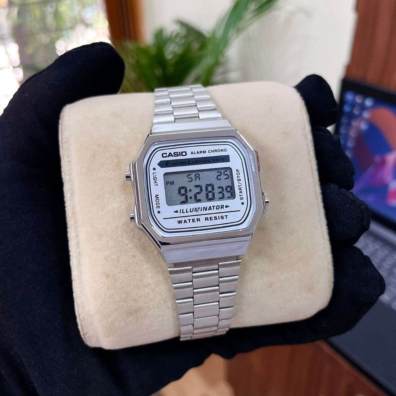 "Casio men's black digital watch with stainless steel band"  "Classic Casio wristwatch with digital display and resin strap"  "Casio G-Shock durable black watch with shock-resistant features"