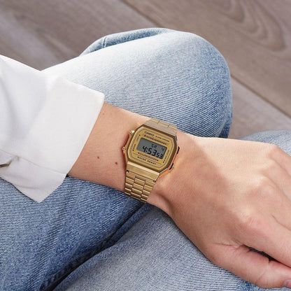 "Casio women's elegant silver watch with date display and metallic band"  "Casio vintage digital watch with retro design and black rubber strap"  "Casio men's sporty watch with water resistance and LED light display"